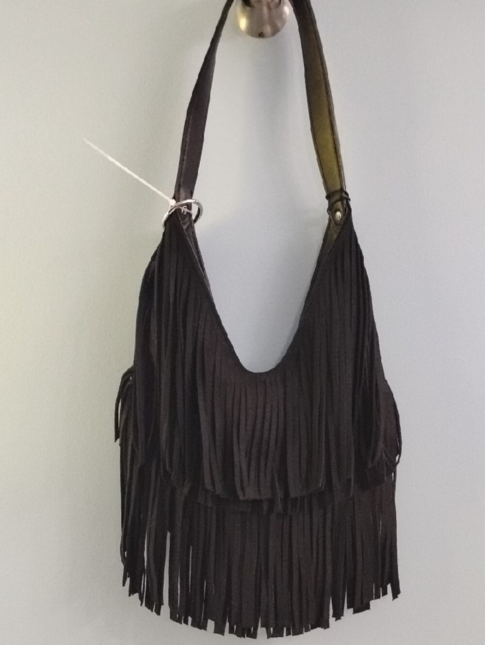NWT Steve Madden Black Fringe Hobo Bag with Charm Accent - Picture 5 of 5